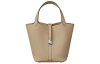 HERMES Picotin Lock Leather Basket Bag, Bucket Bag, Handbag Women's Trench Gray