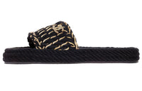 CHANEL Rubber Sole Abrasion Resistant Slide Slippers Women's Black