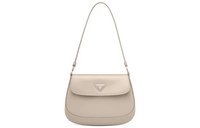 PRADA Cleo Leather Shoulder Bag, Crossbody Bag Trumpets Women's Desert Beige