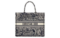 DIOR Embroidery Tote Bag Shopping Bag Handbag Large Size Women's Blue