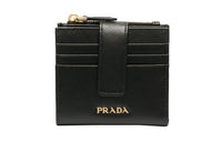 PRADA Leather Coin Purses Wallets Men's Black