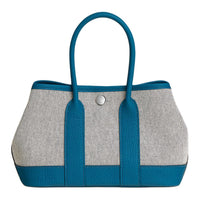 HERMES Canvas With Leather Handbag, Crossbody Bag Mini Women's Light Beige & Black & Ultramarine Blue
