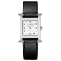 HERMES Wrist Watch Quartz Movement Cowhide Strap 25*21mm White Dial Women's Watch