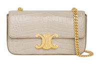 CELINE Triomphe Crocodile Leather Portable Crossbody Bag Shoulder Bag Women's Ivory