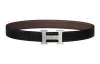 HERMES Leather Belts Unisex Black/Chocolate