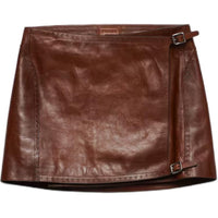 PRADA Leather Short Skirts Women's True Brown