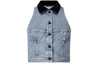 LOUIS VUITTON Sleeveless VeLOUIS VUITTONet Accent Denim Jacket