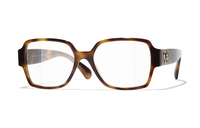 CHANEL Acetate Square Eyeglass Frames Unisex Tortoiseshell