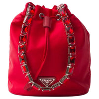 PRADA Recycled Nylon Handbag Shoulder Bag Crossbody Bag Mini Women's Red