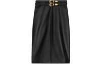 CELINE Leather Long Skirts Women's Black