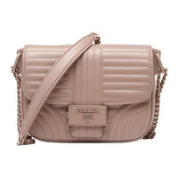 PRADA Leather Shoulder Bag Crossbody Bag Women's Nude