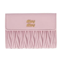 MIU MIU Nappa Leather Wallet Small Size Women's Snowflake Gypsum Pink