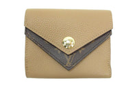 LOUIS VUITTON Leather Wallet Women's Khaki