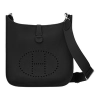 HERMES Evelyne Epsom Leather Shoulder Bag, Crossbody Bag Women's 89 Noir Black