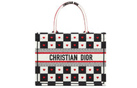 DIOR Canvas Shoulder Bags Tote Bag Shopping Bag Handbag Small Size Women's Black White