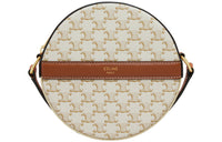 CELINE Canvas With Lambskin Round Cake Bag Shoulder Bag Crossbody Bag Women's White