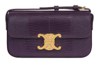 CELINE Triomphe Lizard Leather Shoulder Bag Handbag Shoulder Bag Women's Eggplant Purple