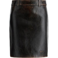 MIU MIU Leather Midi Skirt