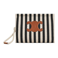 CELINE Fabric With Calfskin Clutch Women's Black & White