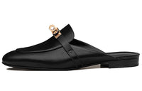 HERMES Oz Wrap-toe Slippers Women's Black