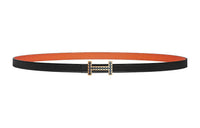 HERMES Solid Color Logo Navy Buckle Epsom Calfskin Double-Sided Leather Belt Women's Black Width: 1.3cm