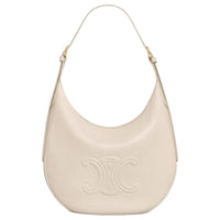 CELINE Calfskin One Shoulder Handbag Medium Size Women's Light Beige