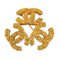 CHANEL 1994 Plated Triple Cc Costume Brooch