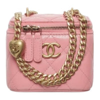 CHANEL Leather Shoulder Bag Women's Pink