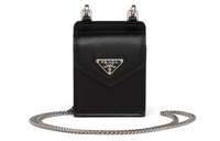 PRADA Leather Crossbody One Shoulder Earphone Case Unisex Black