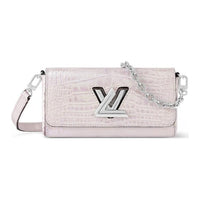 LOUIS VUITTON Crocodile Leather Handbag Shoulder Bag Women's Silver Pink