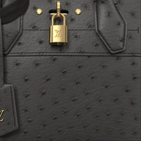 LOUIS VUITTON Ostrich Leather Shoulder Bag Crossbody Bag Handbag Small Size Women's Black