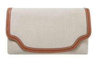 Loro Piana Canvas Canvas Bag Clutches Women's Light Gray With Brown Accents