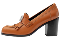 HERMES Chunky Heel High Heels 7cm Women's Brown