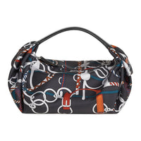 HERMES Hunter Cow Leather Handbag Women's Black & Multicolor