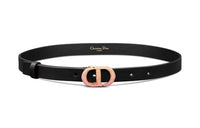 DIOR CD Embellishment Gradient Smooth Buckle Leather Belts Women's Black Width: 2CM