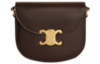 CELINE Triomphe Satin Smooth Cow Leather Crossbody Bag Shoulder Bag Women's Chestnut Brown