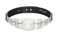 DIOR Metal Cow Leather Necklaces Women's Silver