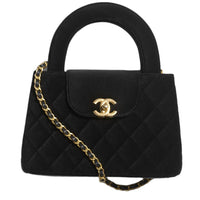 CHANEL Velour Shoulder Bag Crossbody Bag Handbag Mini Women's Black