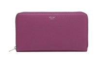 CELINE Cow Leather Wallet Women's Purple