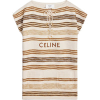 CELINE Baja Striped Tie Detailed Mini Dress
