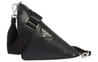 PRADA Triangle Leather Crossbody Bag, Shoulder Bag Men's Black
