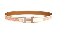 HERMES Constance Leather Belts Women's Cream White/Orange