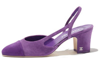 CHANEL Chunky Heel High Heels 6.5cm Women's Purple