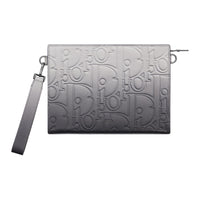 DIOR Cow Leather Clutch Men's Gray