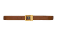 SAINT LAURENT Smooth Buckle Design Leather Belts Women's Brown Width: 3CM