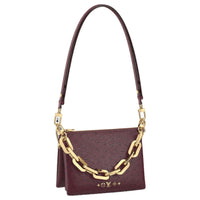 LOUIS VUITTON Coussin Ostrich Leather Handbag Shoulder Bag Women's Burgundy