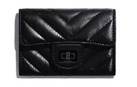 CHANEL 2.55 Cow Leather Flap Wallet Women's Black
