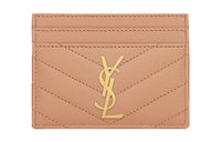 SAINT LAURENT CASSANDRE Calfskin Card Holder Women's Peach Pink