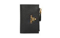 PRADA Cow Leather Card Clip Card Holder Women's Black