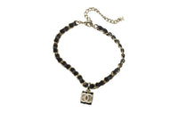 CHANEL Metal Calf Leather Necklaces Women's Gold/Black